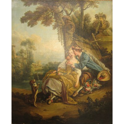 Lot 61 - Manner of Francois Boucher The Flute Lesson...
