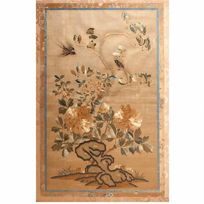 Lot 163 - Framed Chinese Silk Embroidered Panel Height...