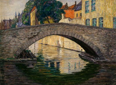 Lot 14 - Leon Detroy French, 1857-1955 Pont de Bruges...