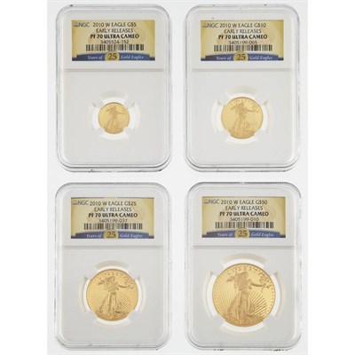 Lot 221 - United States 2010 Set of  Four Gold Coins