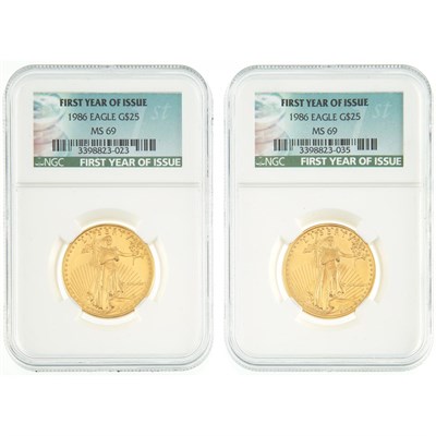 Lot 226 - United States Two $25 American Eagles