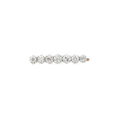 Lot 208 - Antique Platinum, Gold and Diamond Bar Pin