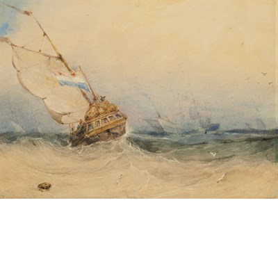 Lot 87 - William Wyld English, 1806-1889 Dutch Ship on...