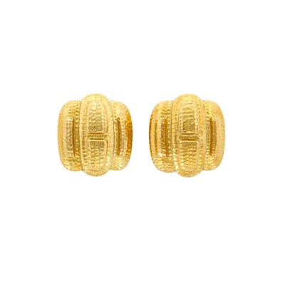Lot 28 - Pair of Hammered Gold Earclips, David Webb