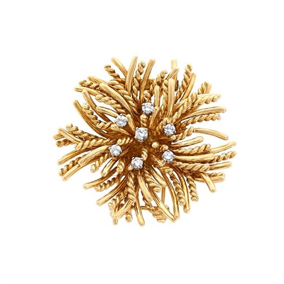 Lot 445 - Gold and Diamond Clip-Brooch, Tiffany & Co.