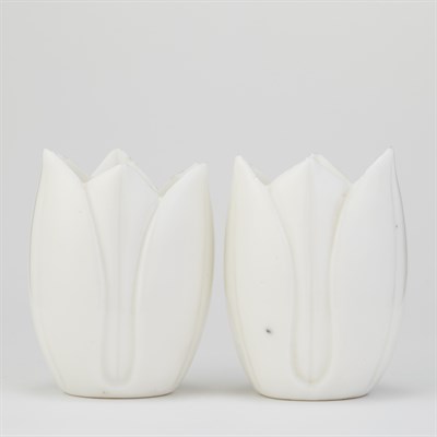 Lot 423 - Two Similar White Glazed Porcelain Tulip-Form...