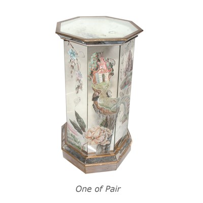 Lot 224 - Pair of Painted Mirrored Pedestals Height 32...