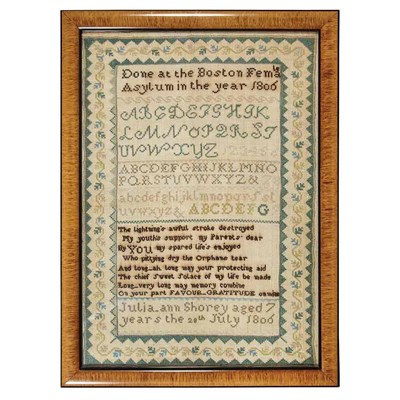 Lot 130 - American Needlework Sampler Worked by Julia...