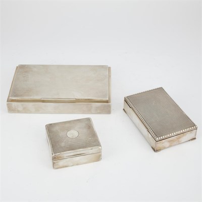 Lot 365 - Group of Four Sterling Silver Cigarette Boxes...