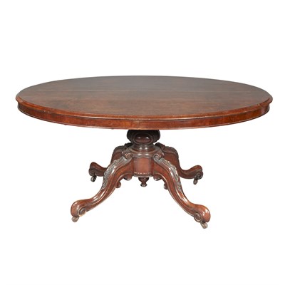 Lot 317 - Victorian Burl-Walnut Breakfast Table Height...