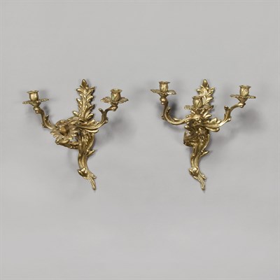Lot 409 - Pair of Louis XV Style Gilt-Bronze Three-Light...