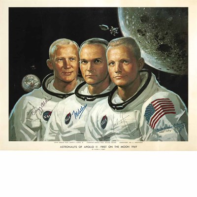 Lot 93 - [ASTRONAUTS] Color print signed by Buzz Aldrin,...