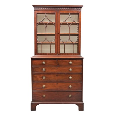 Lot 436 - George III Mahogany Secretary Bookcase Early...