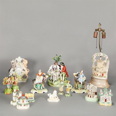 Lot 390 - Group of Staffordshire and Staffordshire Style...