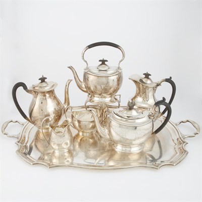 Lot 344 - English Silver Seven-Piece Tea and Coffee...