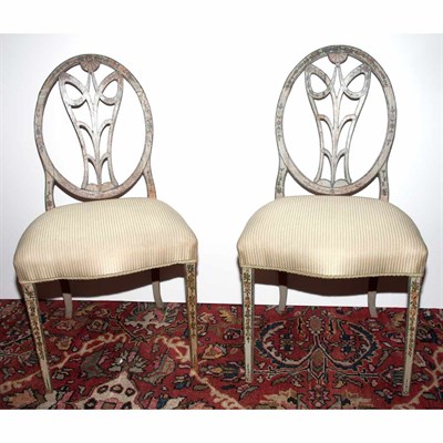 Lot 473 - Pair of George III Style Painted Side Chairs