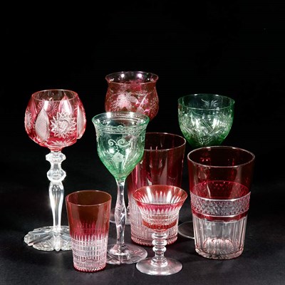 Lot 277 - Group of Ruby and Green Glass Stemware...