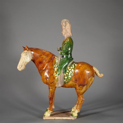 Lot 48 - Chinese Sancai Glazed Horse and Rider Tang...