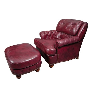 Lot 154 - Burgundy Leather Upholstered Club Chair and...