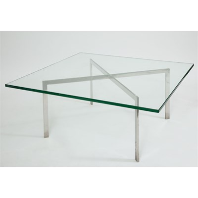 Lot 174 - Glass and Chromed Steel Barcelona Low Table In...