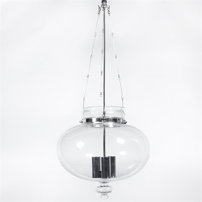 Lot 150 - Glass and Chromed Metal Hanging Fixture Height...