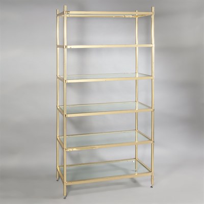 Lot 151 - Brass and Glass Etagere With six shelves....