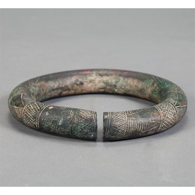 Lot 160 - West African Bronze Bracelet With a linear and...