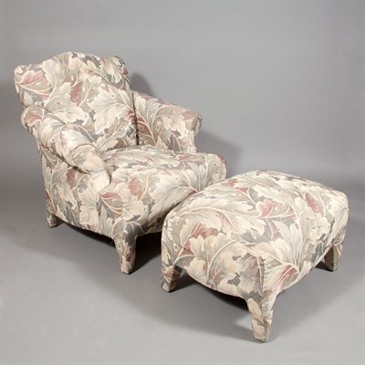 Lot 164 - Upholstered Club Chair and Ottoman en Suite