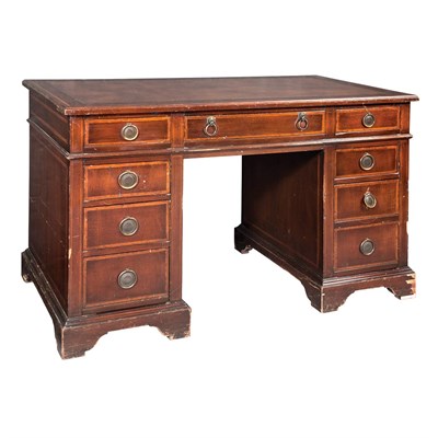 Lot 155 - Inlaid Mahogany Desk 20th Century The leather...