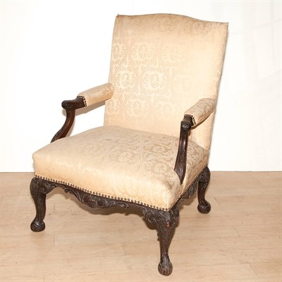 Lot 371 - George III Style Upholstered Mahogany Armchair