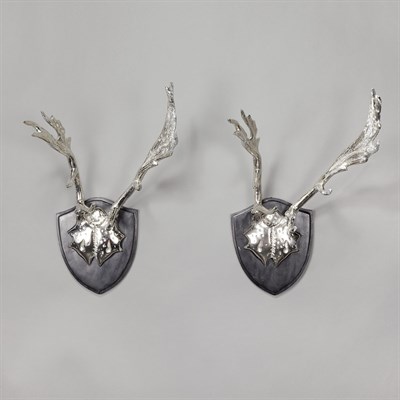 Lot 174 - Pair of Chromed Metal Antlers Height 22 inches.