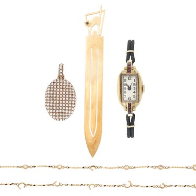 Lot 242 - Group of Period Jewelry and Book Mark