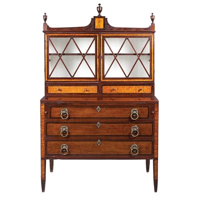 Lot 121 - Federal Inlaid Mahogany Secretary Bookcase...
