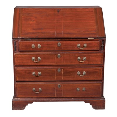 Lot 193 - Queen Anne Inlaid Mahogany Slant-Front Desk...