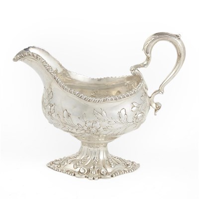 Lot 173 - George III Silver Sauceboat Marks rubbed,...