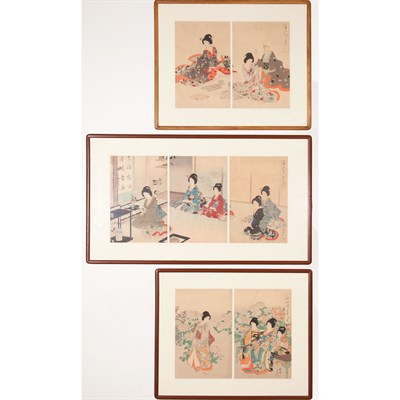 Lot 548 - Group of Three Framed Group of Japanese...