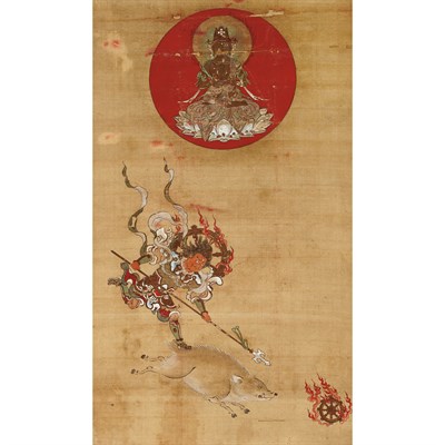 Lot 422 - Japanese School 19th Century Hanging scroll,...