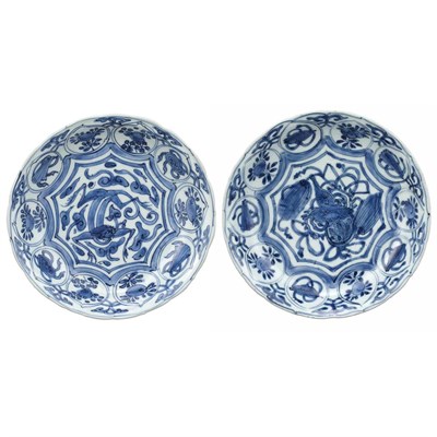 Lot 437 - Two Similar Japanese Blue and White Glazed...