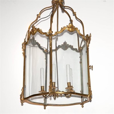 Lot 435 - Louis XV Style Gilt-Metal and Glass Four-Light...