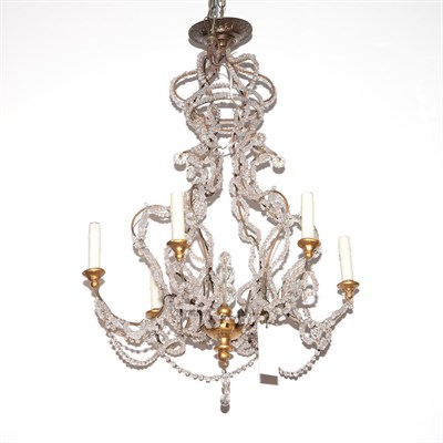 Lot 441 - French Beaded Glass Six-Light Chandelier...