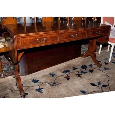 Lot 264 - Regency Style Mahogany and Burl-Wood Sofa...