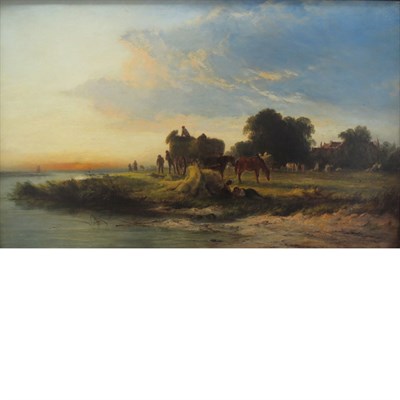Lot 28 - George Cole British, 1810-1883 Harvesting near...