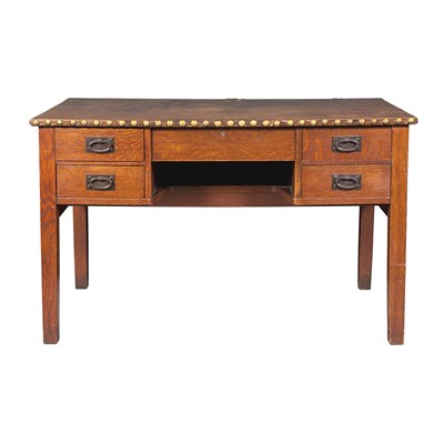 Lot 532 - Gustav Stickley Arts and Crafts Leather Top...