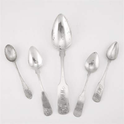 Lot 172 - Group of American Coin Silver Tablespoons 19th...