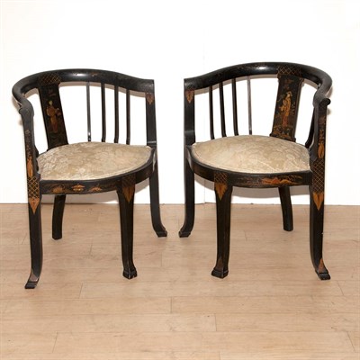 Lot 122 - Pair of Regency Style Chinoiserie Decorated...