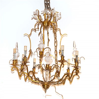 Lot 554 - French Style Gilt-Metal and Glass Eight-Light...