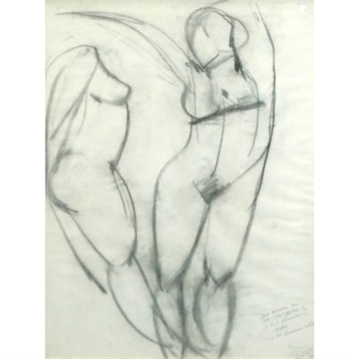 Lot 26 - 20th Century School Sketch of Two Female Nudes,...