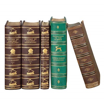 Lot 91 - [TRAVEL] Group of five well bound volumes on...
