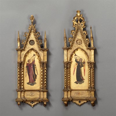 Lot 419 - Two Gothic Revival Style Painted and Gilt-Wood...