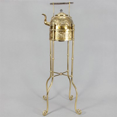 Lot 396 - Baroque Style Brass Kettle on Stand Height 33...